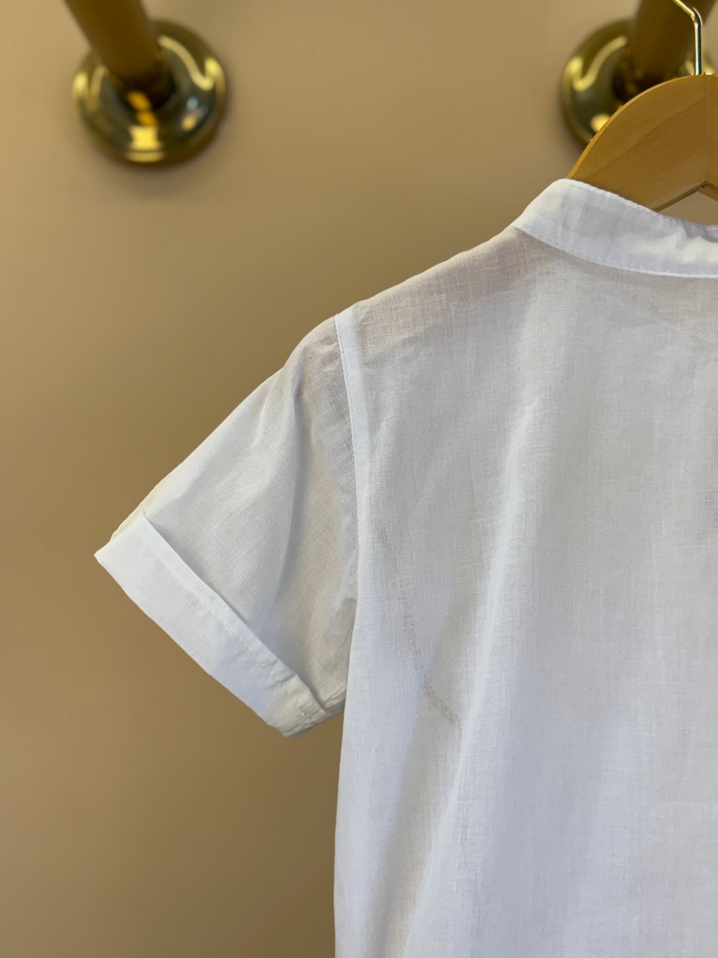 Conjunto Infantil Batizado Luxo Camisa e Bermuda Branco - Roana