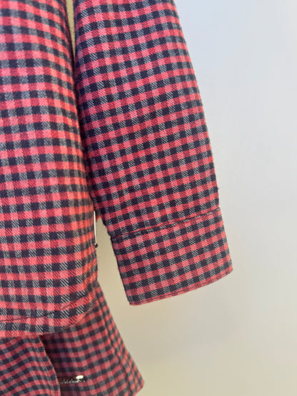 Conjunto Infantil Trio Xadrez Camisa Max Patche Cachorrinho, Blusa Cristais e Saia-shorts Pregas - Pituchinhus