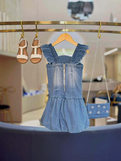 Vestido Infantil Balonê Jeans - Gabriela Aquarela