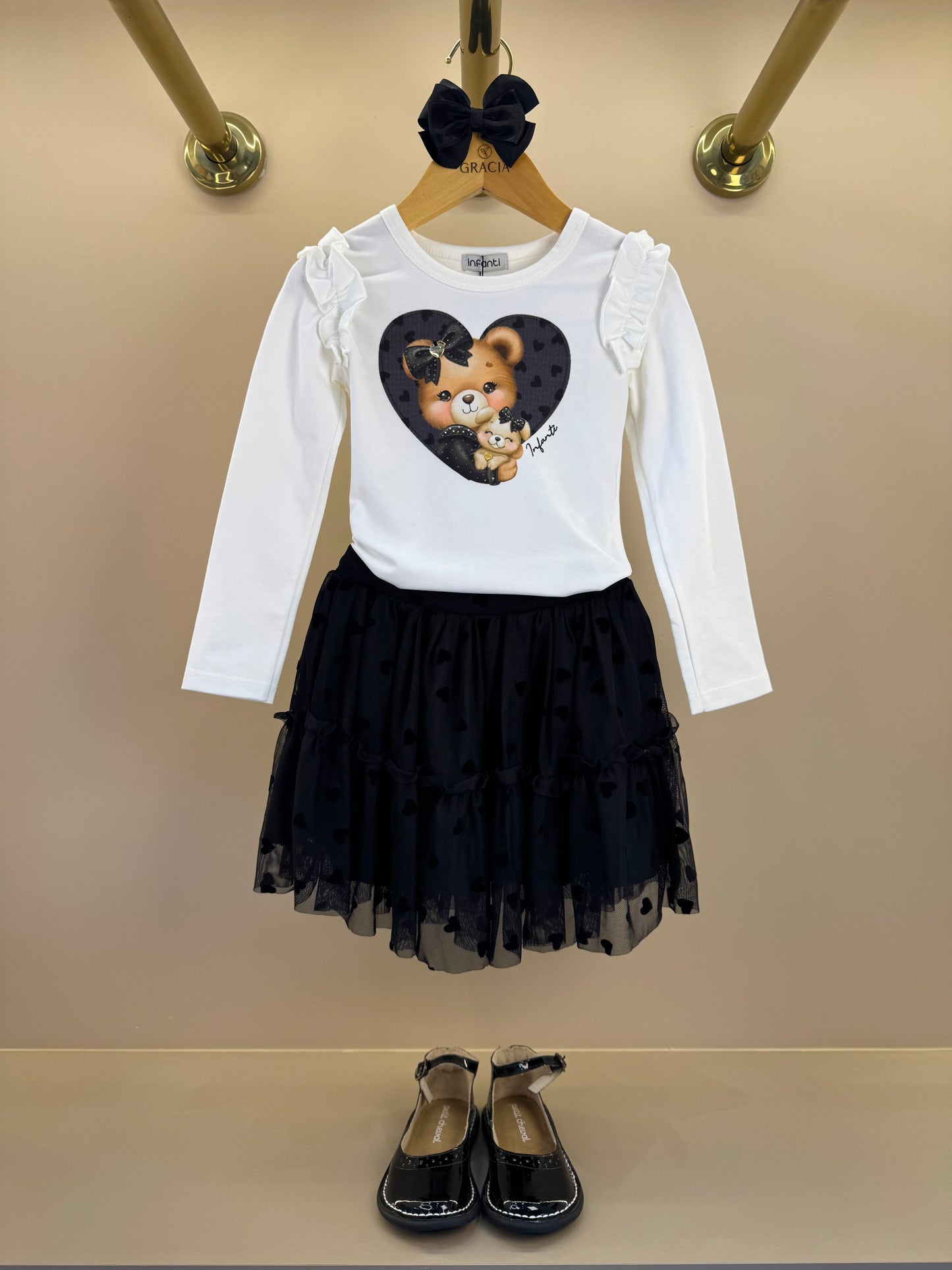 Conjunto Infantil Blusa Ml e Saia Preta - Infanti