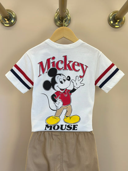 Conjunto Infantil Camiseta Pérola Mickey e Bermuda Sarja Bege - Youccie