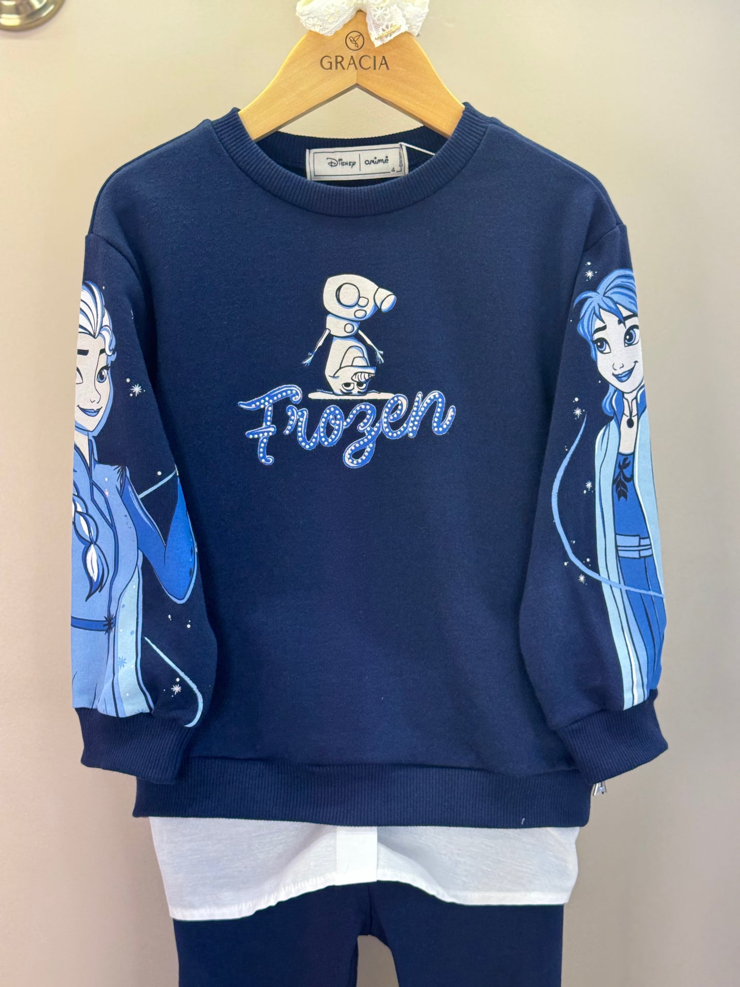 Conjunto Infantil Blusa de Moletom Frozen e Calça legging - Animê