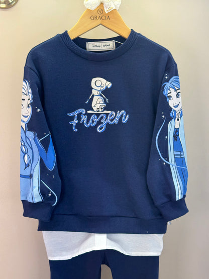Conjunto Infantil Blusa de Moletom Frozen e Calça legging - Animê