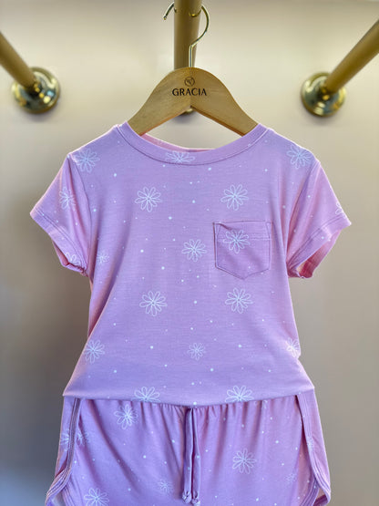 Pijama Infantil Comfy Blusa MC e Shorts Flower Rosa - Conforteca