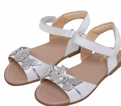 Sandália Infantil Borboleta Prata Branca Perolada - Gracia