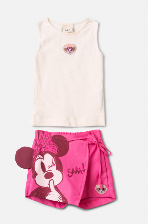 Conjunto Infantil Blusa e Shorts Saia Minnie Mouse - Animê