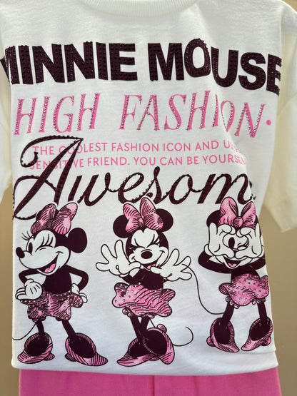 Conjunto Infantil Blusa Minnie Fashion e Legging Rosa - Animê