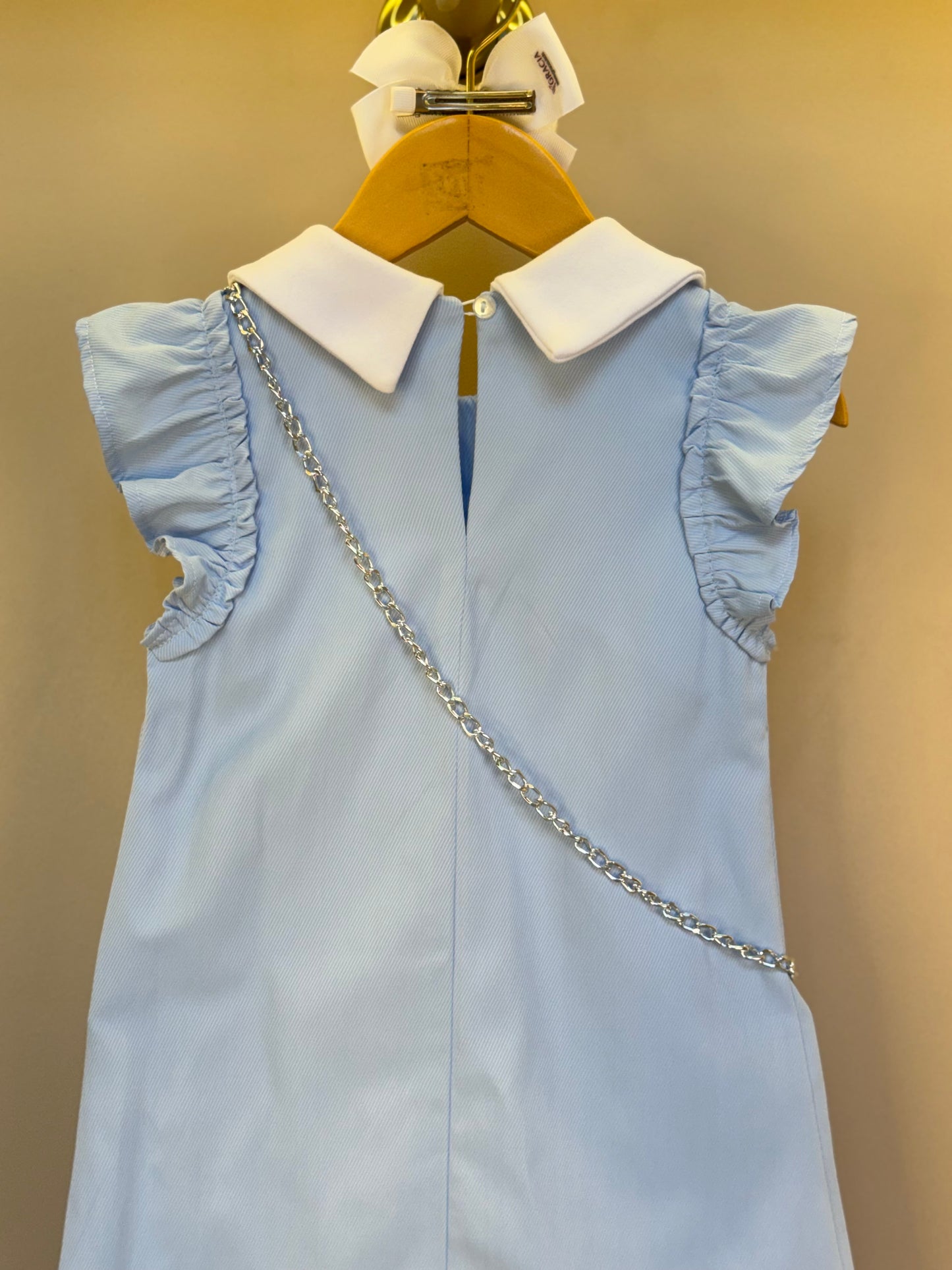 Vestido Infantil Algodão Azul com Bolsinha Coelhinho - Gabriela Aquarela