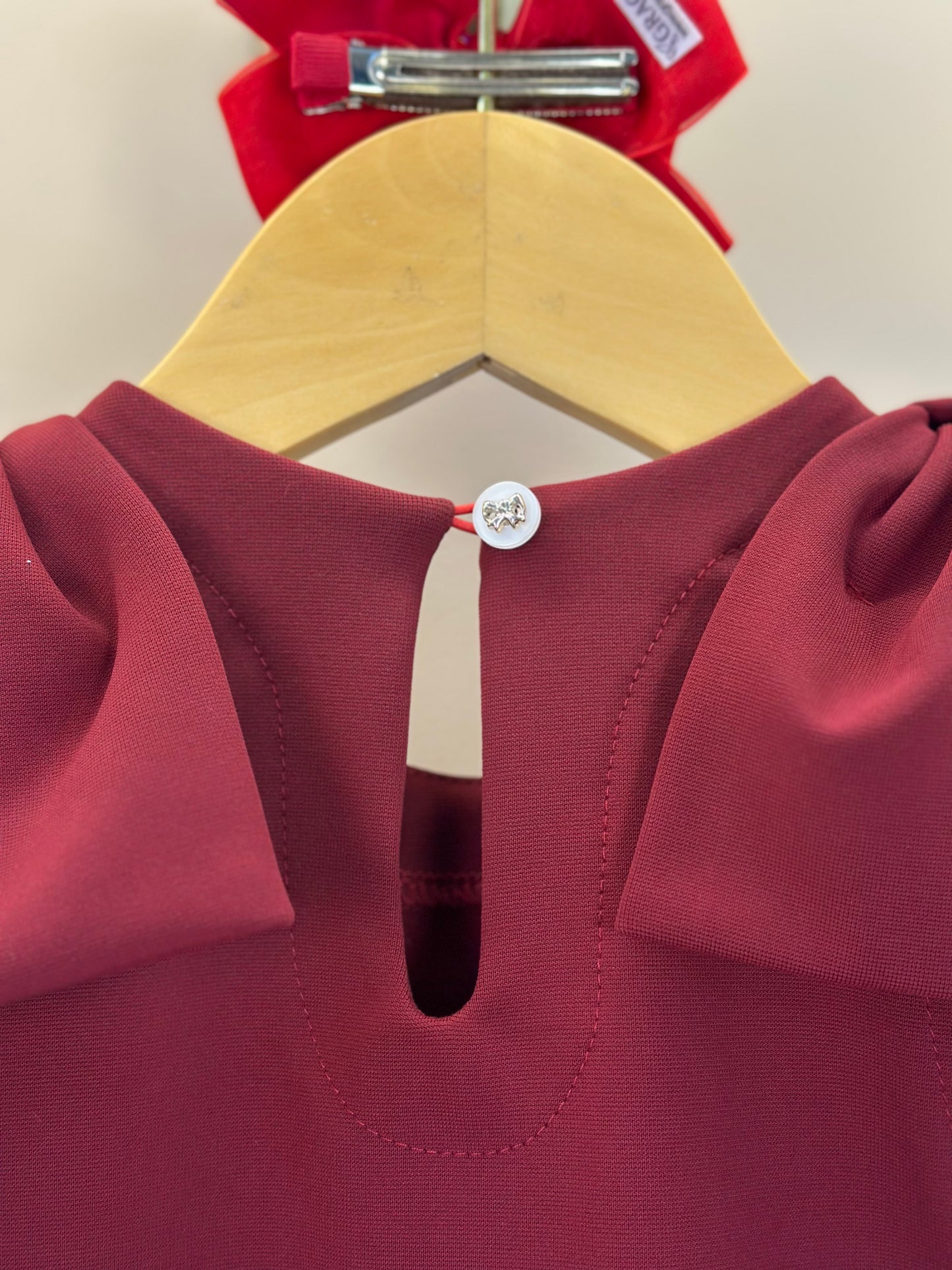 Vestido Infantil Jumper Algodão Manga Laço Vermelho - Beabá