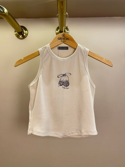 Regata Teen Malha Canelada Bege - Vanilla Cream