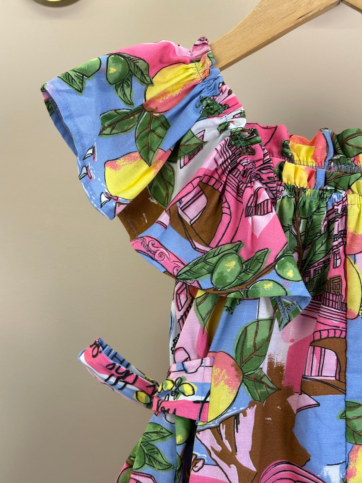 Vestido Infantil Estampa Limões Laços Laterais - Animê