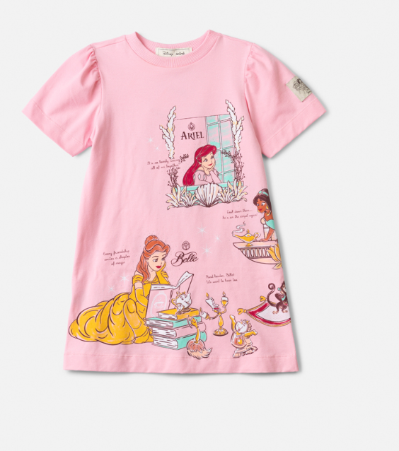 Vestido Infantil Rosa Estampa Disney Princesas - Animê