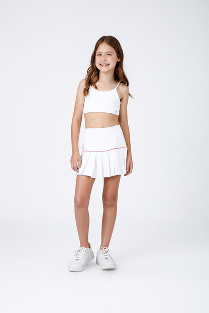 Conjunto Infantil Top Basic Six e Saia Fernanda Dry Badminton Branco - Siri Sport