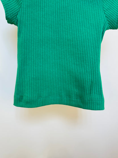 Conjunto Infantil Blusa Canelada Essentials e Saia Tweed Xadrez Verde -Animê