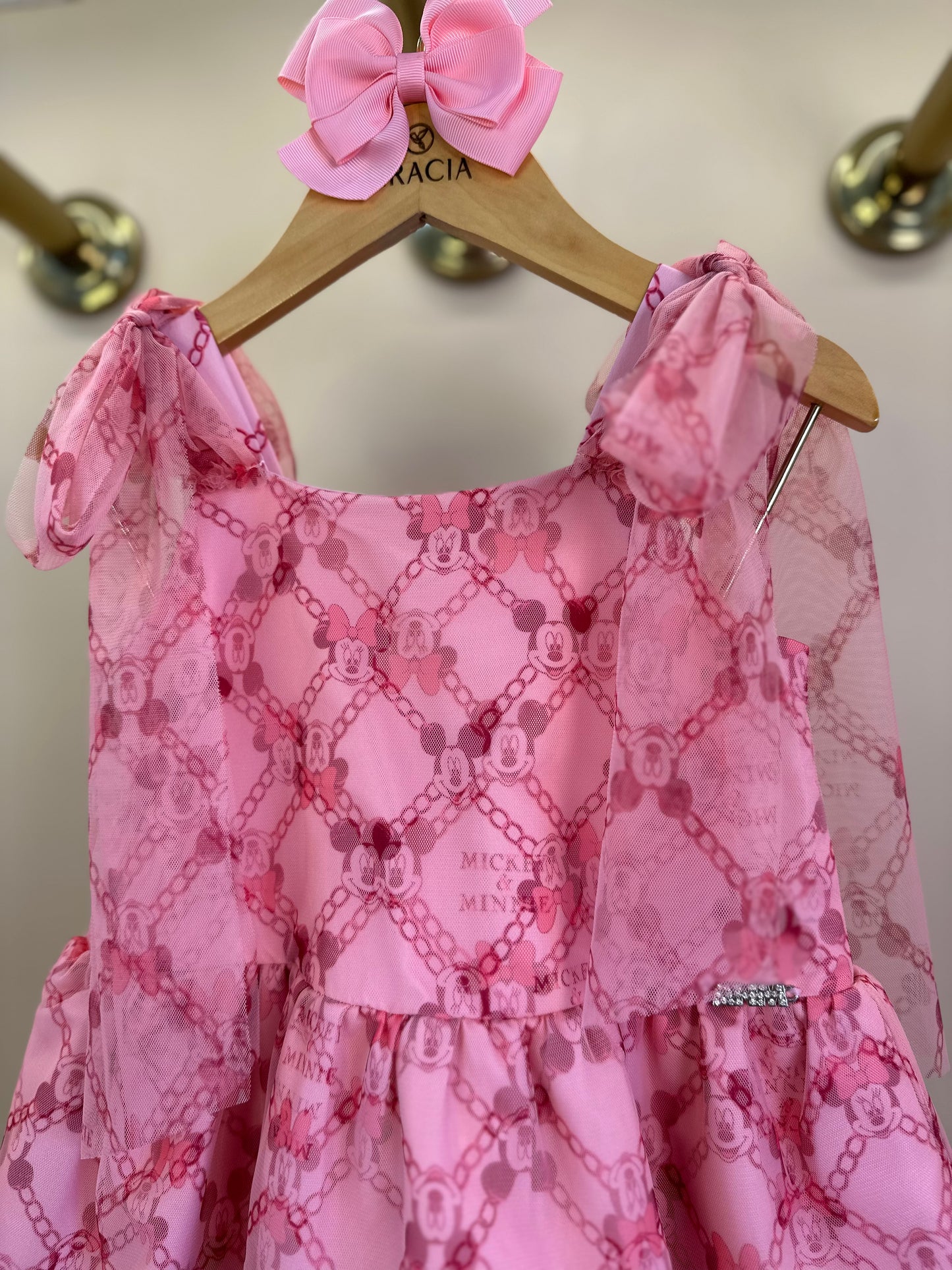 Vestido Infantil Festa Tule Minnie - Animê