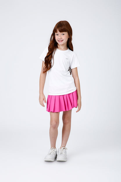 Conjunto Infantil Blusa Maria Dry Branca  e Saia Fernanda Dry Badminton Rosa - Siri Sport