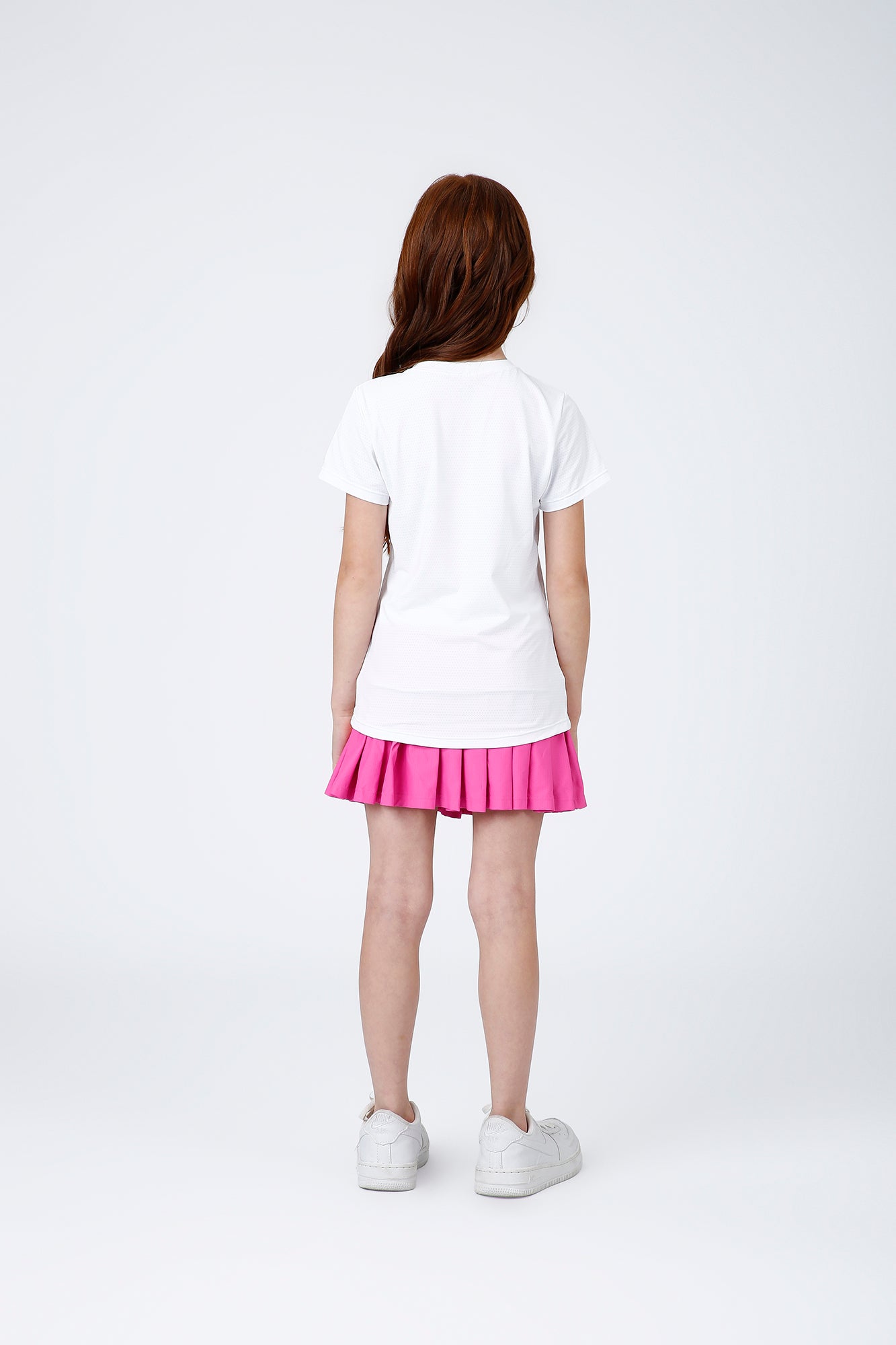 Conjunto Infantil Blusa Maria Dry Branca  e Saia Fernanda Dry Badminton Rosa - Siri Sport