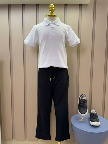 Calça Infantil Linho Cordão Preta - Dudes