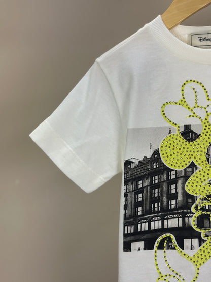 Conjunto Infantil Blusa Minnie Verde Melão Pérola e Calça Jeans Preta - Animê