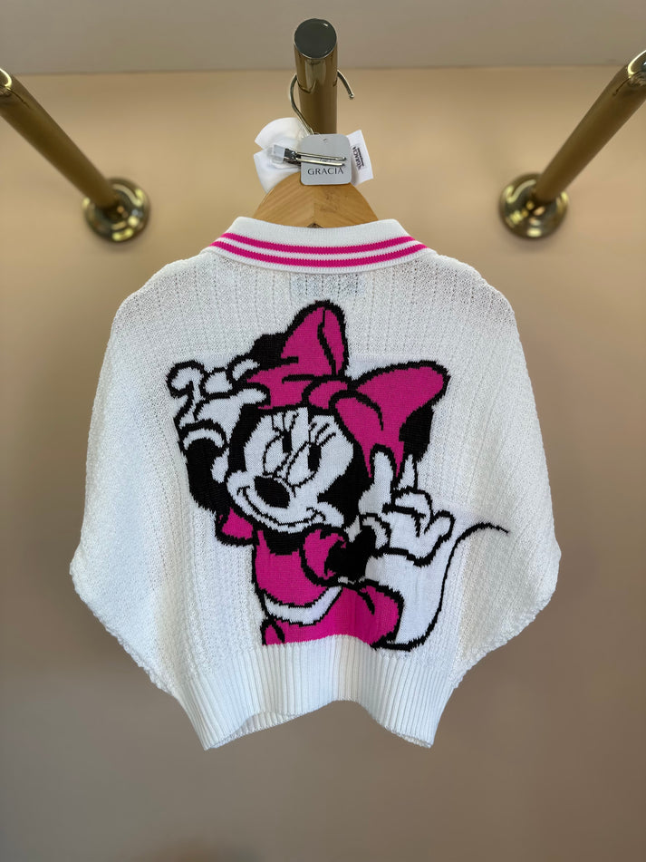Conjunto Infantil Blusa Tricot Minnie Tennista e Calça Jeans Mini-Joia Morango - Animê