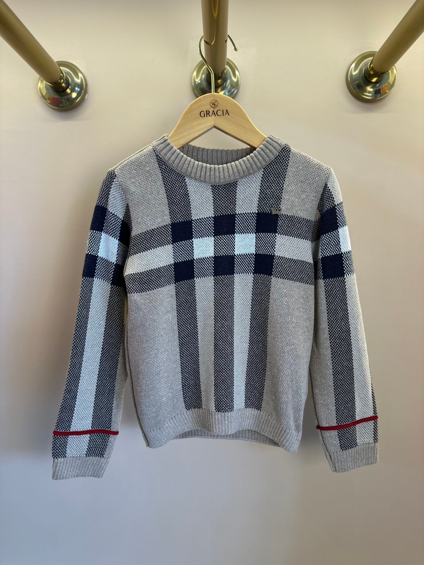 Blusa Bebê Tricot Clássico Jacquard Bege - Um Mais Um