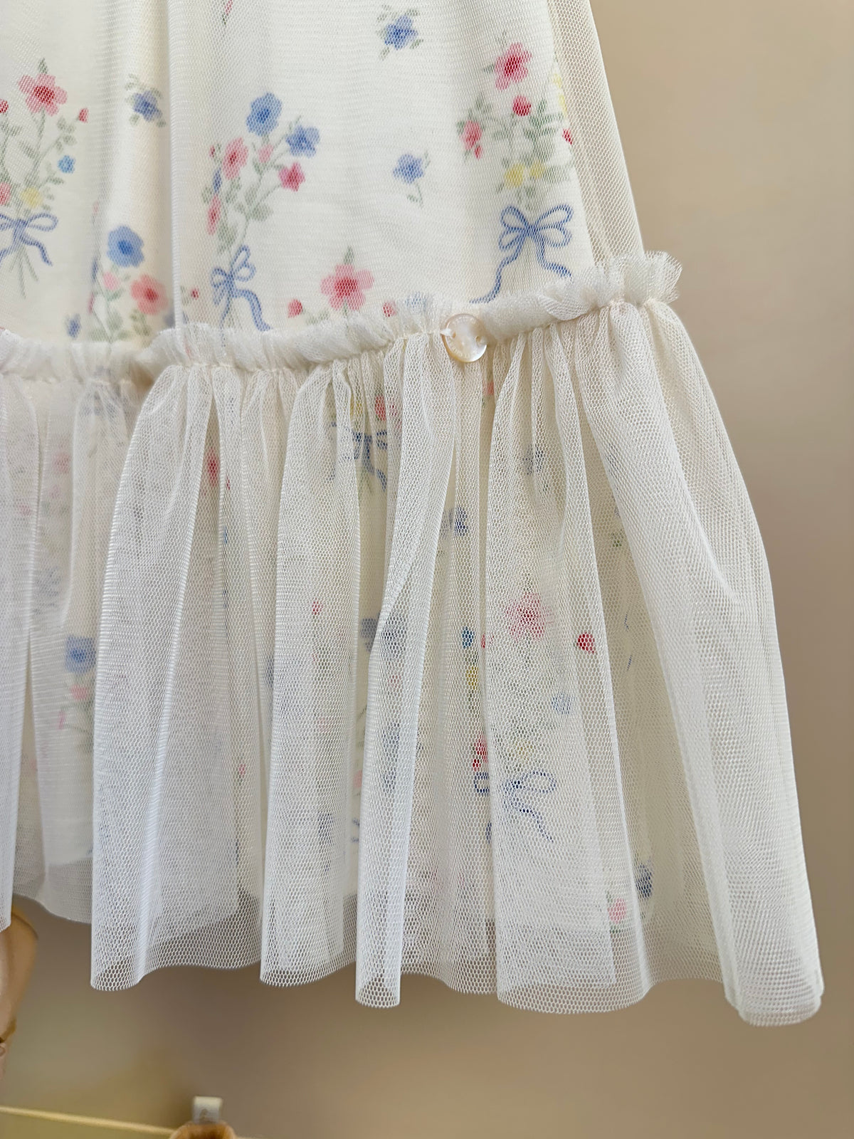 Vestido Infantil Manga Tule Floral e Strass - Petit Cherie