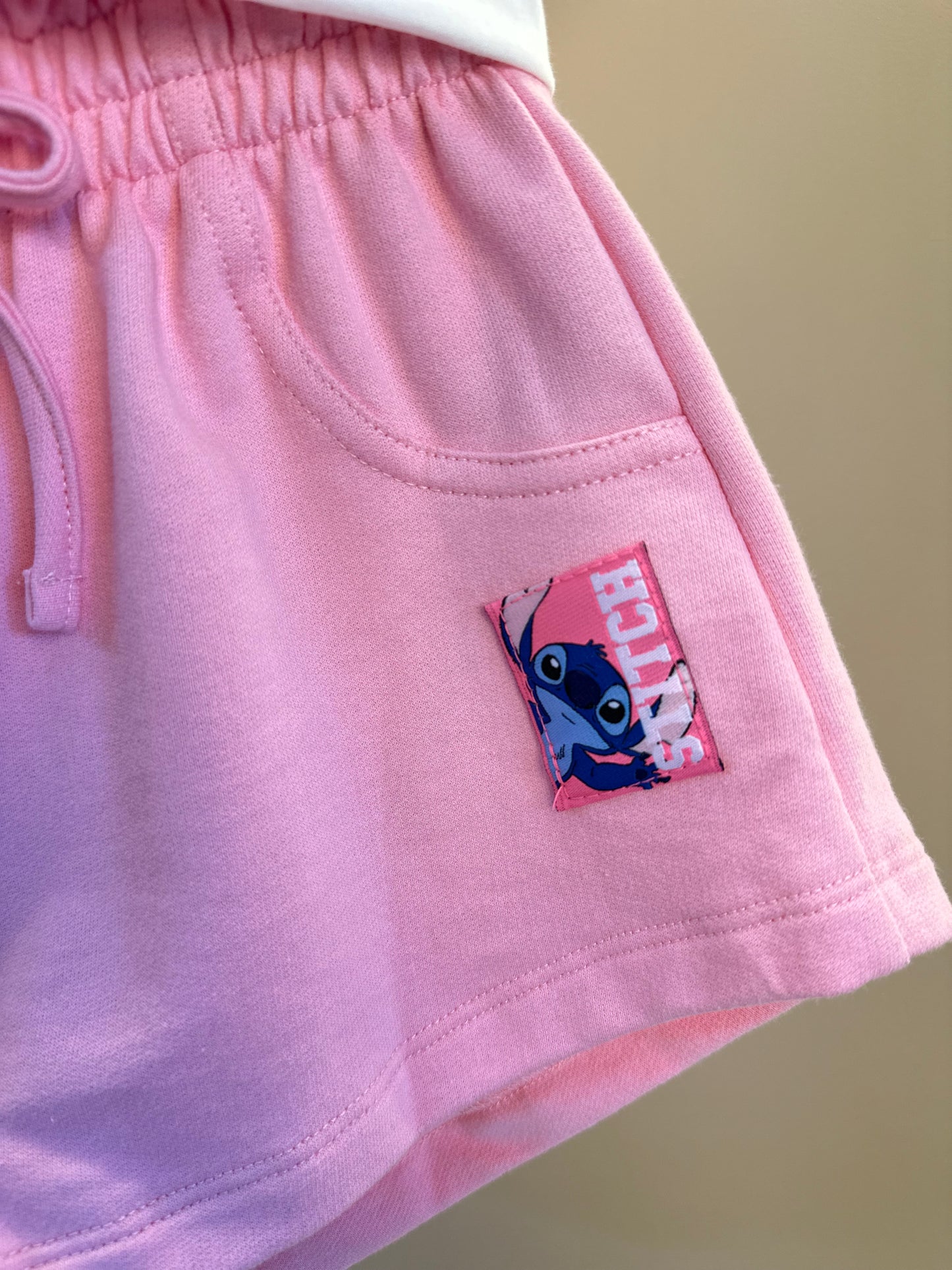 Conjunto Infantil Blusa Stitch  e Shorts  Rosa Blossom - Momi
