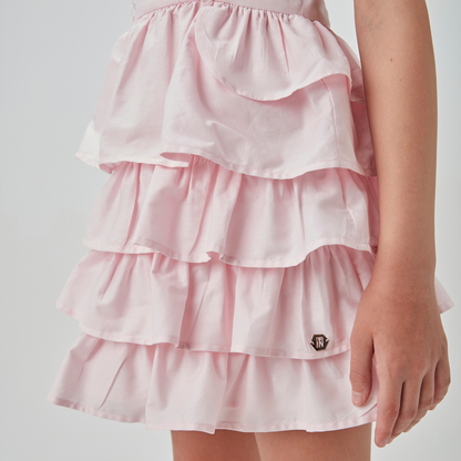 Vestido Teen Camadas Babados Rosa Claro - Two In PRÉ-VENDA