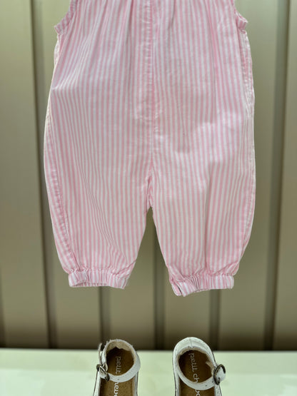 Romper Bebê Algodão Fio Tinto Abertura Frontal Rosa Claro - Um Mais Um