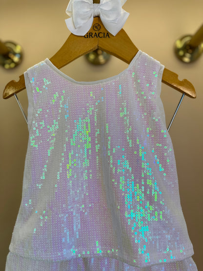 Conjunto Infantil Blusa e Saia Paetês Furta Cor - Petit Cherie