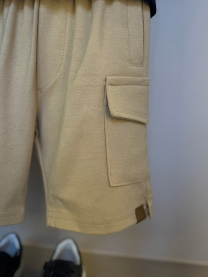 Bermuda Infantil Ponto Roma Bolsos Cargo Bege - Dame