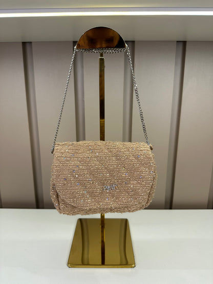 Bolsa Infantil Tweed Shine Bege - Petit Cherie