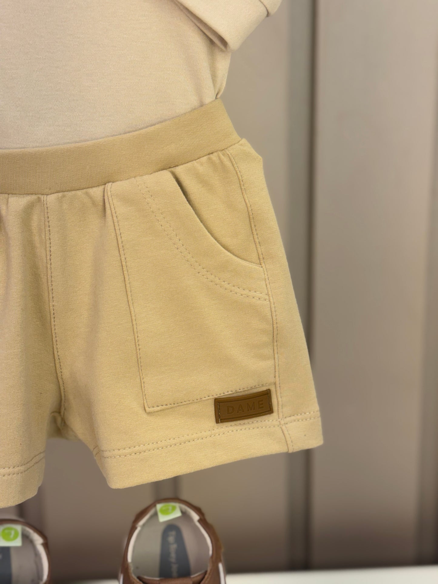 Conjunto Bebê Body Suedine Algodão ML Trio Teddy e Bermuda Moletom Algodão Bege - Dame