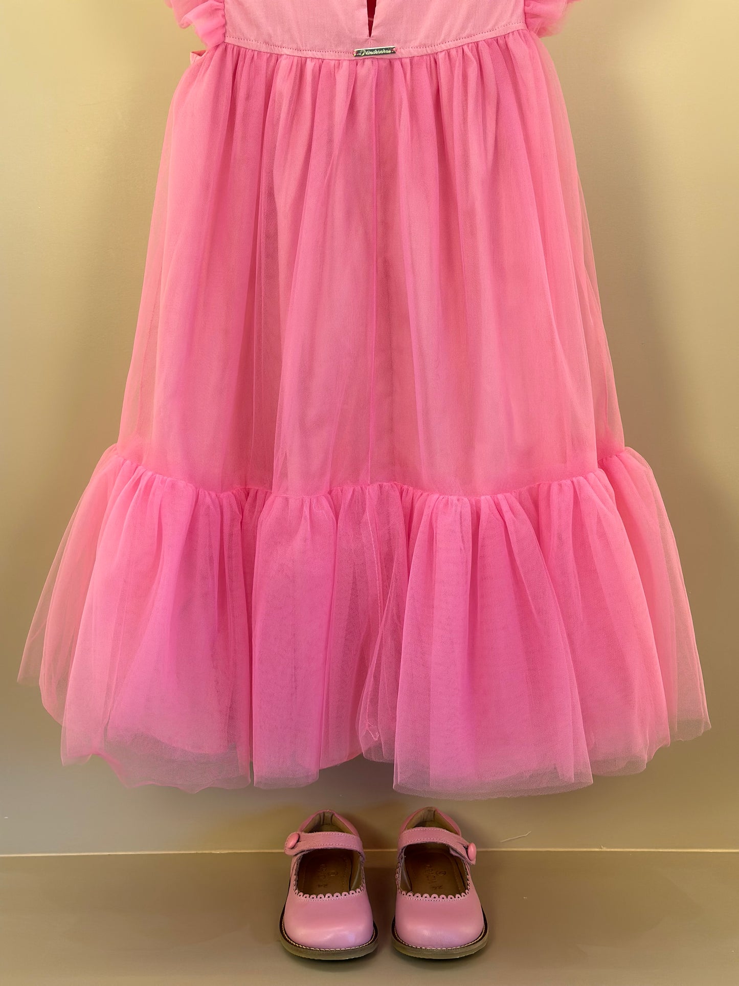 Vestido Infantil Tule Patche Barbie Rosa Ópera - Pituchinhus