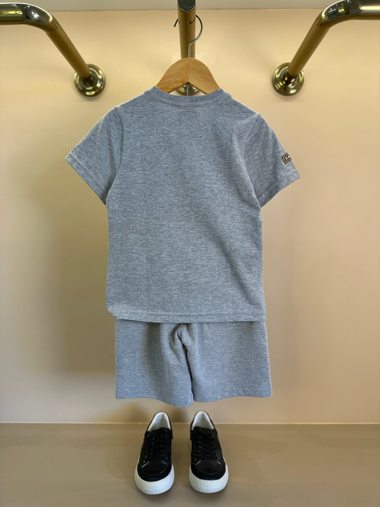 Conjunto Infantil Camiseta Algodão Teddy Philadelphia NFL e Bermuda Moletom Básica Cinza - Dame