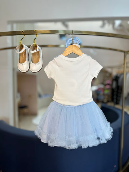 Conjunto Infantil Blusa e Saia Azul Squad Gymnastics - Petit Cherie