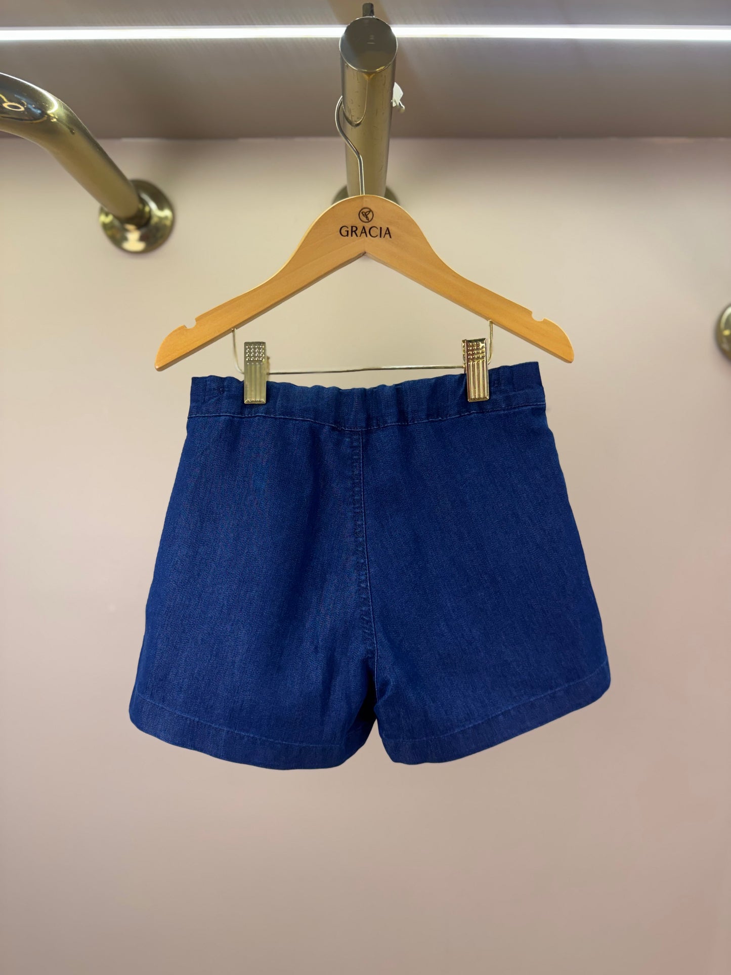 Shorts-Saia Infantil Jeans Bordada Flores - Luluzinha