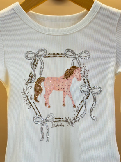 Blusa Infantil Rib Moldura Cavalinho Cristal Off White - Pituchinhus