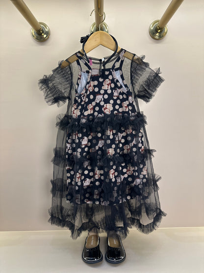 Vestido Infantil Tule Babados Poá Cachorrinhos - Pituchinhus