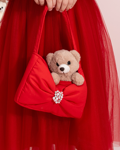 Bolsa Infantil Laço Puffer Pérolas Bordadas - Pituchinhus