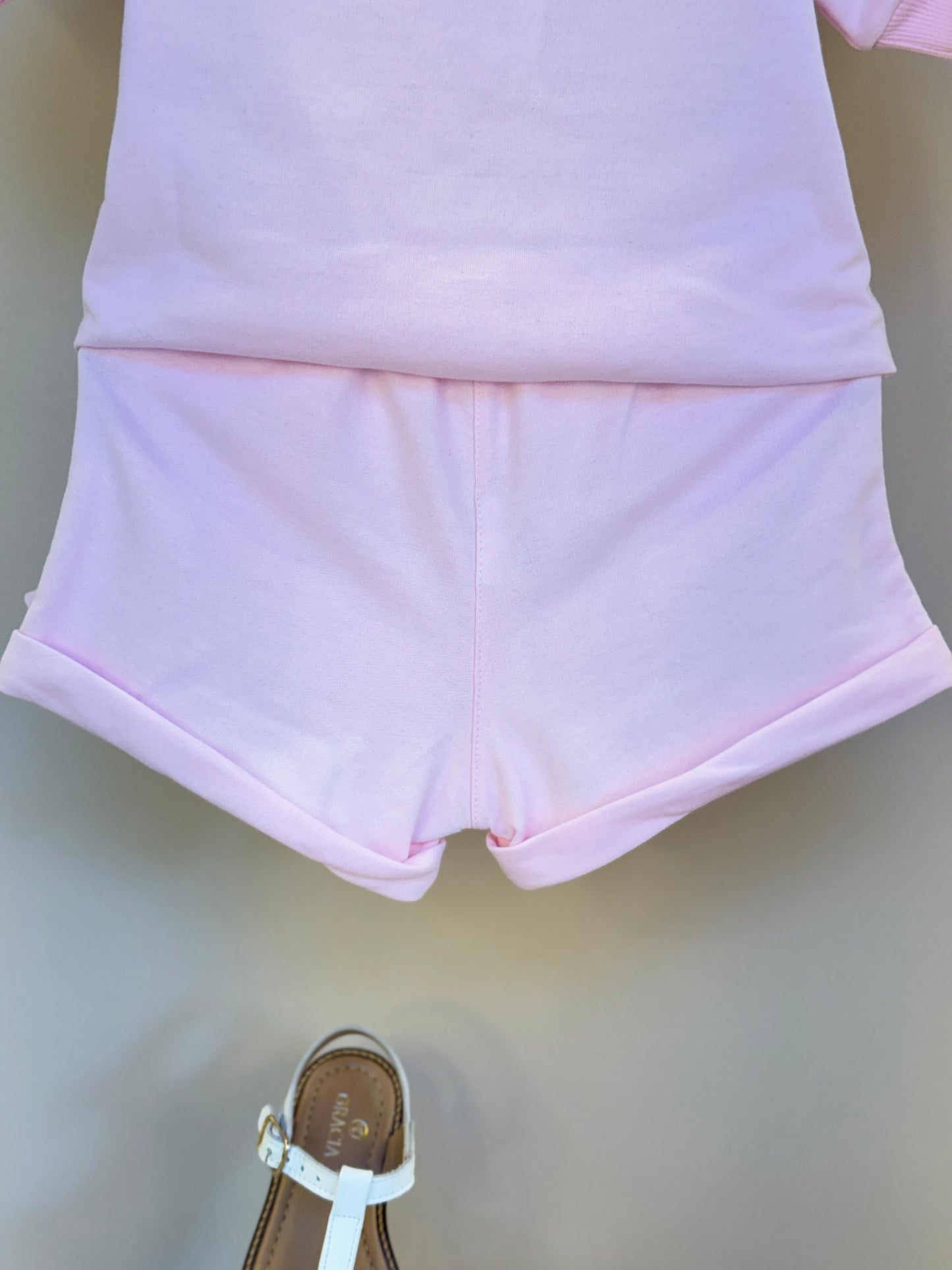 Conjunto Infantil Blusa e Shorts Comfy com Laços Rosa - Gabriela Aquarela