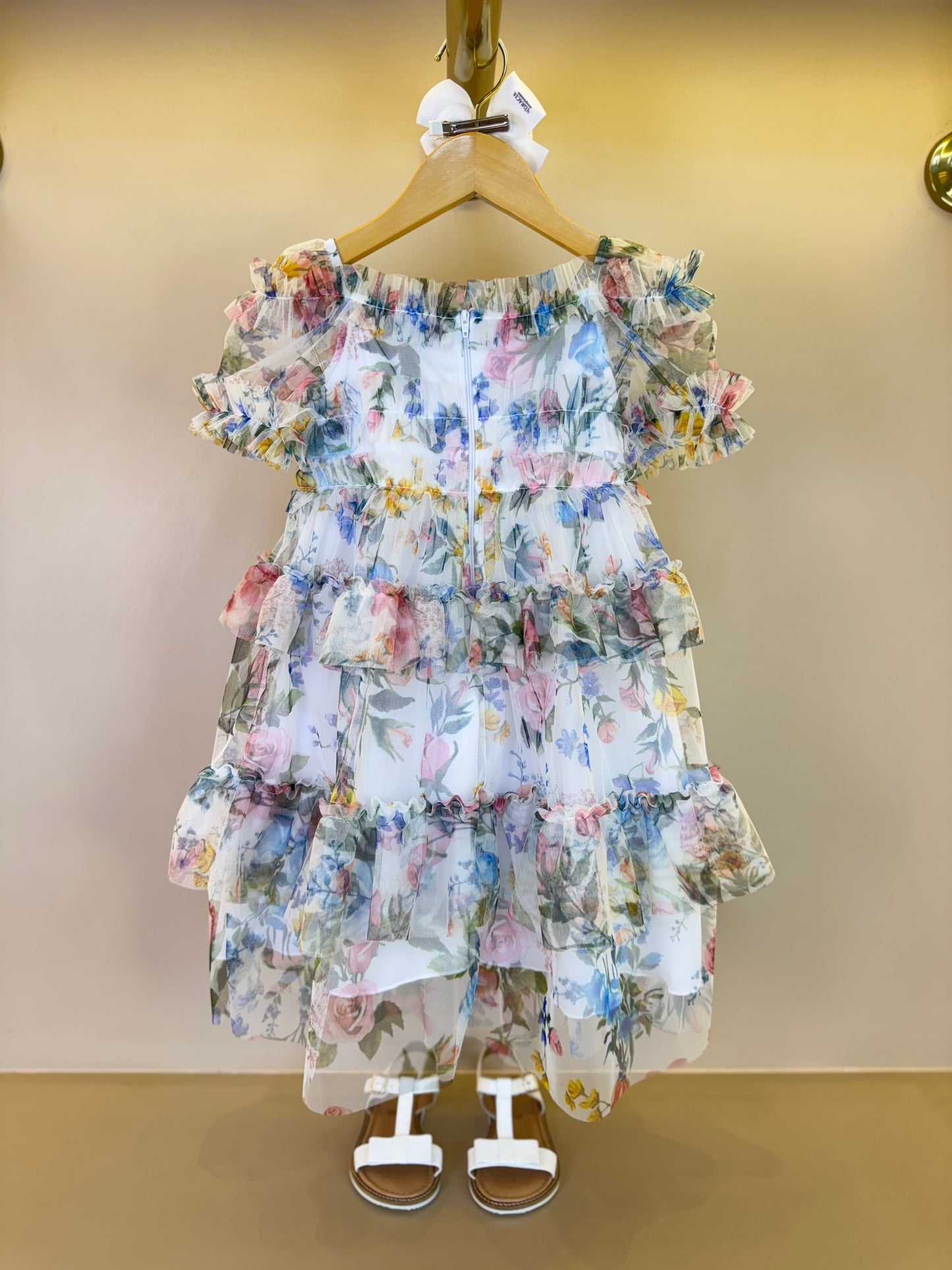 Vestido Infantil Midi Tule Floral com Babados - Luluzinha PRÉ-VENDA