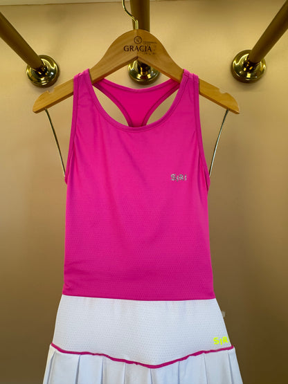 Conjunto Infantil Regata Sara Dry e Saia Fernanda Dry Badminton Branco - Siri Sport