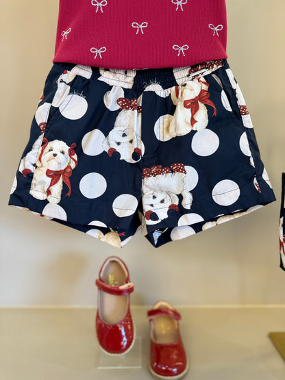 Conjunto Infantil Blusa Lacinhos Cristais Bala de Cereja e Shorts  Algodão Cachorrinhos & Lacinhos Preto - Pituchinhus