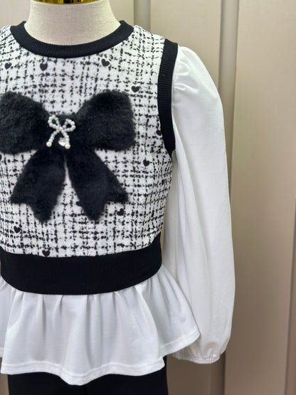 Conjunto Infantil Trio Blusa Comfy, Colete Tweed Molecotton e Legging Fly Tech Preta  - Infanti