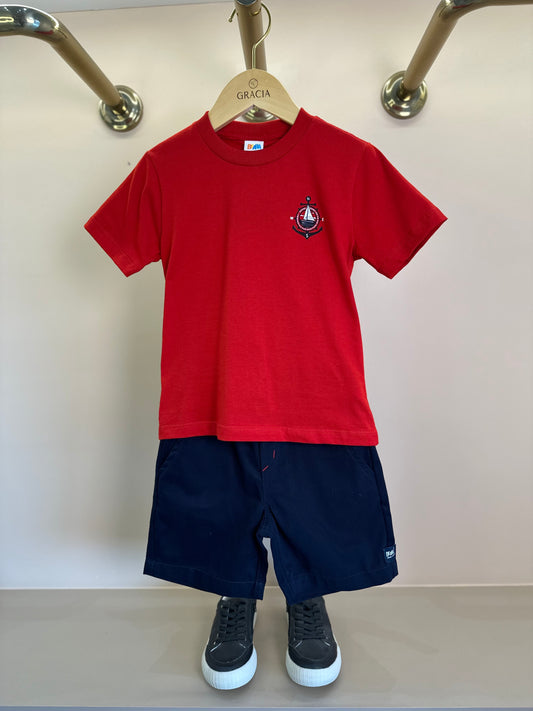 Conjunto Infantil Camiseta Algodão Navy e Bermuda Sarja Marinho - Beabá