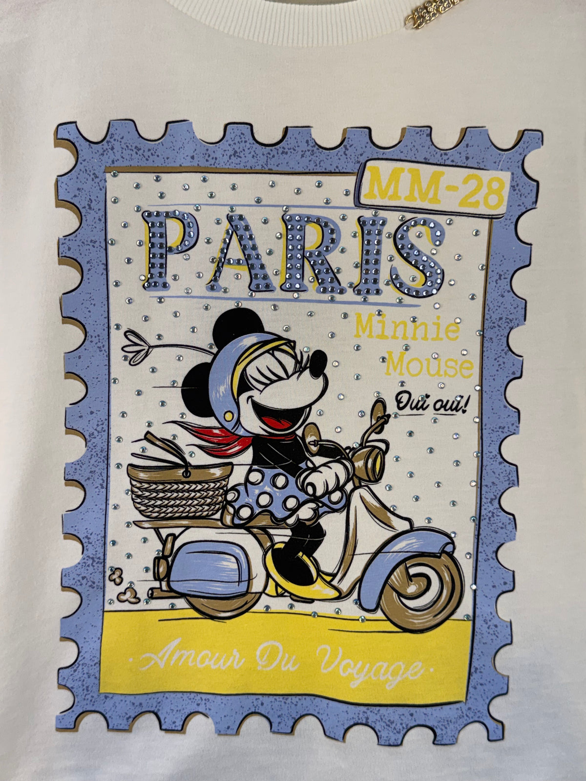 Conjunto Blusa Minnie Strass Paris e Shorts Legging Azul - Animê