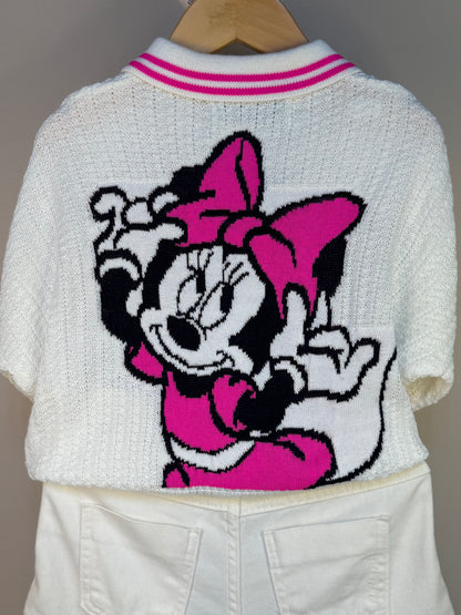 Conjunto Infantil Blusa Tricot Minnie Tennista e Shorts Sarja Off White - Animê