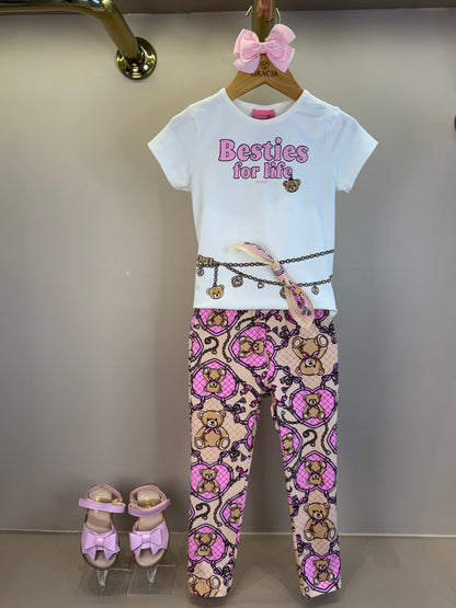 Conjunto Infantil Blusa Besties for Life e Calça Legging Ursinhas - Momi