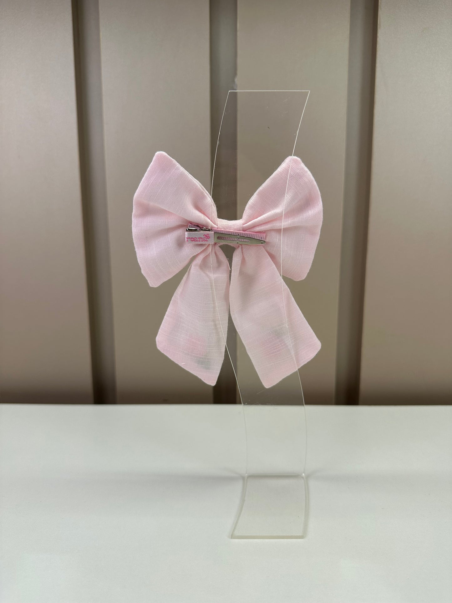 Laço Infantil Mariana Rosa Tecido Algodão Flores Bordadas - Roana